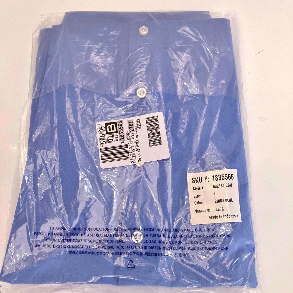 NEW Lands End 3/4 Slv Stretch Button Down Shirt 4 NWT China Blue - Picture 8 of 10